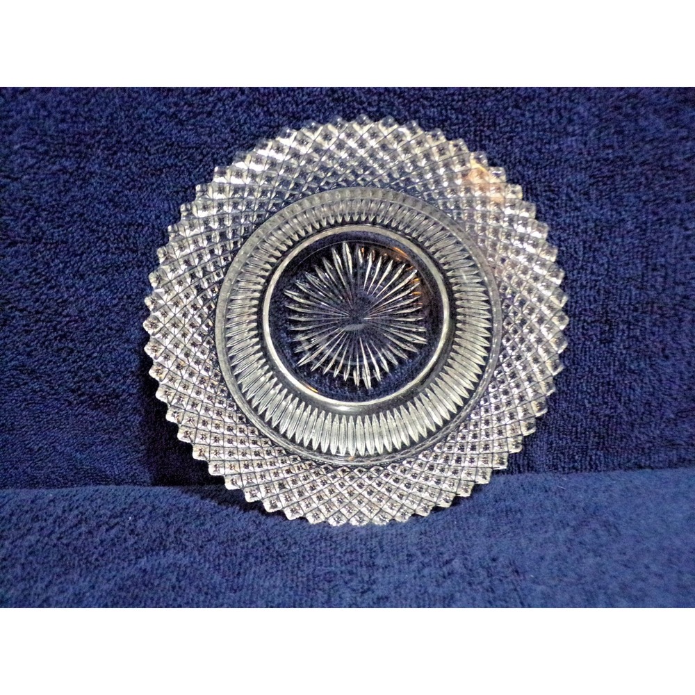 Fostoria Glass for‎ Avon 1970's Diamond Point Crystal Rd Butter Dish Plate Only